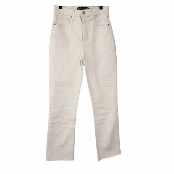 Veronica Beard White Carly Kick Flare High Rise Jeans Raw Hem Stretch Size 27 - Picture 3 of 13